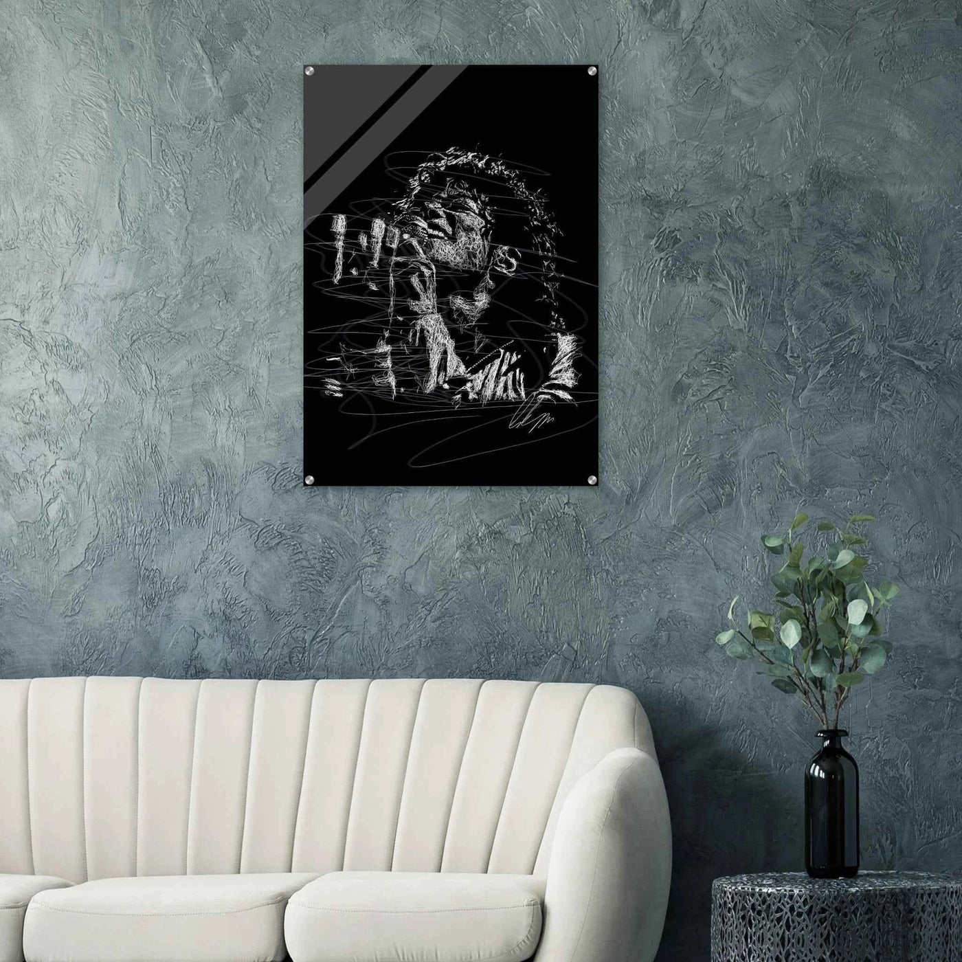 Michael Jackson Acrylic Print - Abstract Black & White Sketch Modern Wall Art in Multiple Sizes - Vibrantwalls