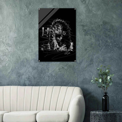 Michael Jackson Acrylic Print - Abstract Black & White Sketch Modern Wall Art in Multiple Sizes - Vibrantwalls