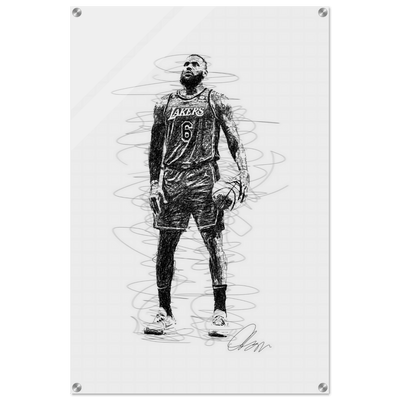 LeBron James Wall Art – Dynamic, Modern NBA Sketch Acrylic Print for Sports Fans - Vibrantwalls