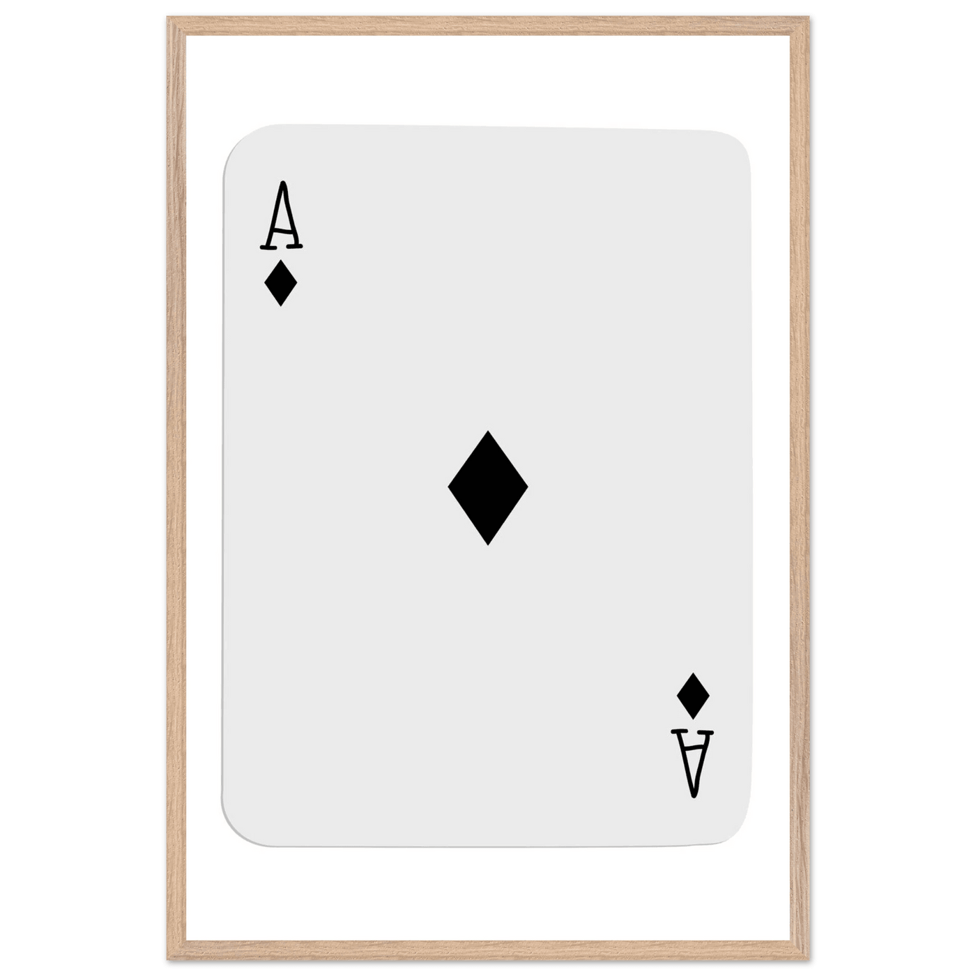 Minimalist Ace of Diamonds Poker Card Art Print - Framed Wall Decor with Eco-Friendly Wood Frame - Vibrantwalls