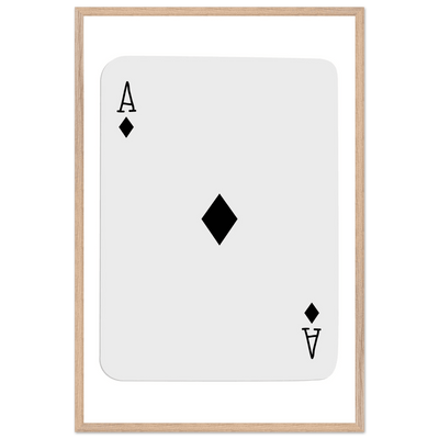 Minimalist Ace of Diamonds Poker Card Art Print - Framed Wall Decor with Eco-Friendly Wood Frame - Vibrantwalls