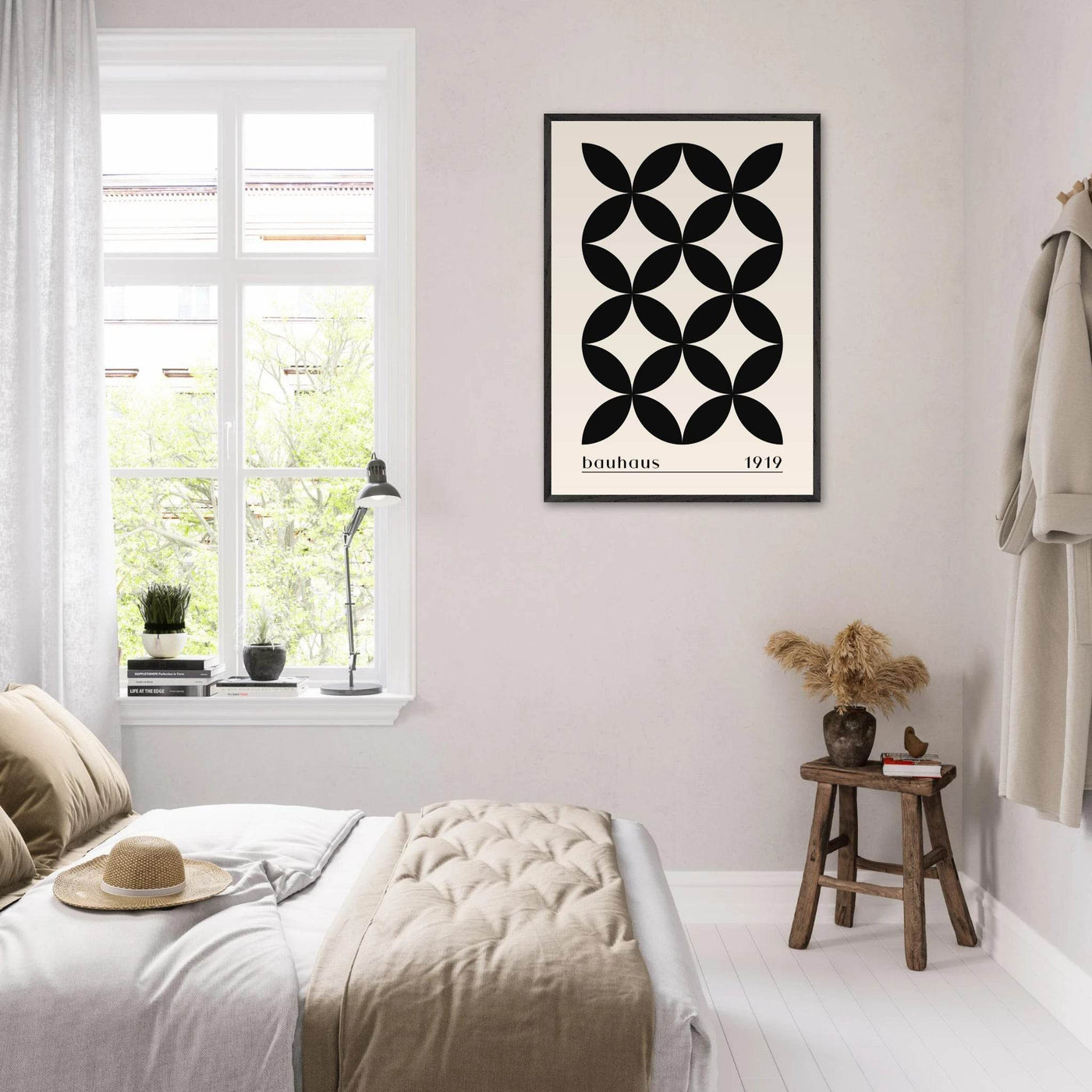 Bauhaus 1919 Black & Beige Circles - Vibrantwalls