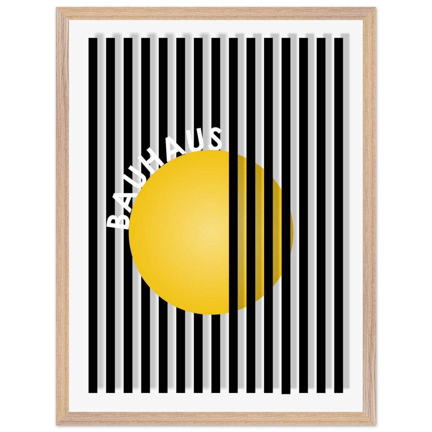 Bauhaus Yellow Circle Wall Art with Modern Stripes - Vibrantwalls