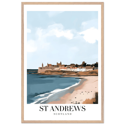 St Andrews Scotland Framed Poster – Coastal Town Wall Art with Wooden Frame - Vibrantwalls
