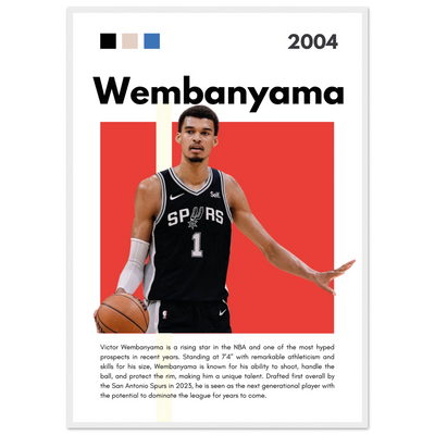 Victor Wembanyama Wemby Spurs Modern Art Print A1 (59.4 x 84.1 cm) White frame Vibrantwalls