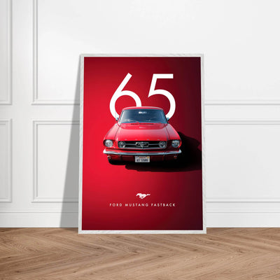 Iconic '65 Ford Mustang Fastback Framed Poster | Timeless Automotive Art, Ready-to-Hang in Your Style - Vibrantwalls