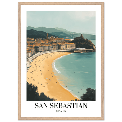 San Sebastian Spain Framed Poster – Vintage Coastal Travel Wall Art with Wooden Frame - Vibrantwalls