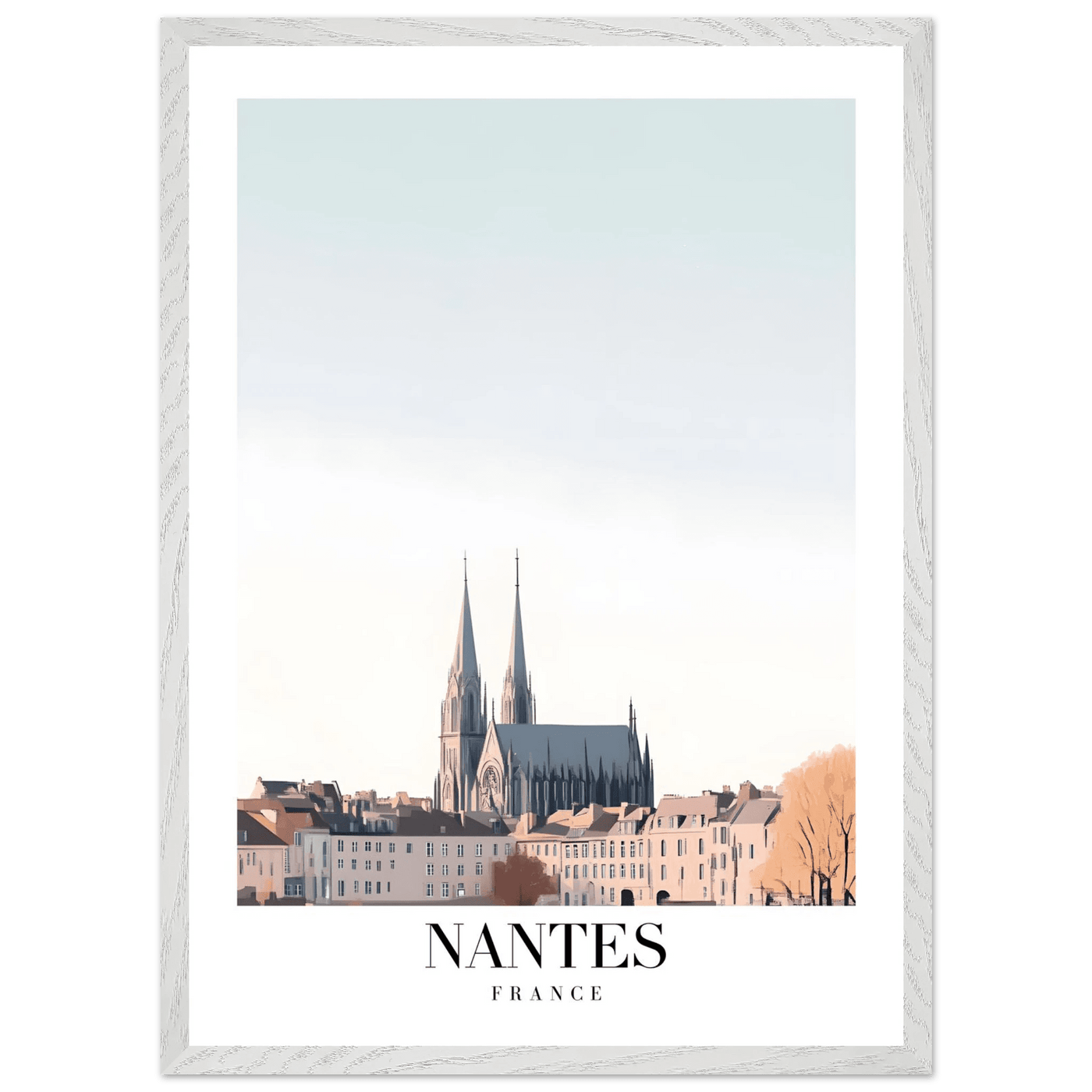 Nantes France Cathedral Framed Poster - Minimalist Travel Wall Art in Your Choice of Size & Frame - Vibrantwalls