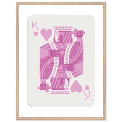 King of Hearts Modern Pink Poker Card Art - Mounted Framed Poster, Eco-Friendly Wood Frame - Vibrantwalls