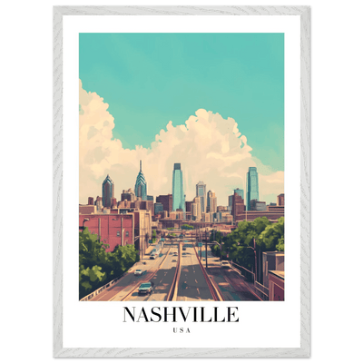 Nashville USA Framed Poster – Vibrant Urban Wall Art with Wooden Frame - Vibrantwalls