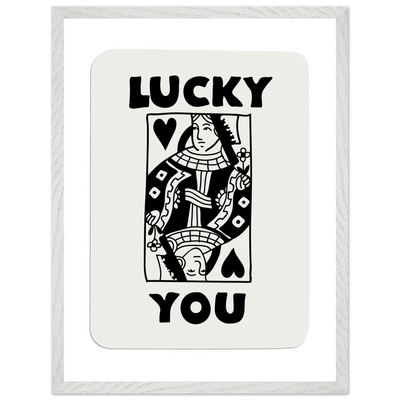 Lucky You Poker Card Queen of Hearts Art Print - Mounted Framed Poster, Eco-Friendly Wood Frame - Vibrantwalls