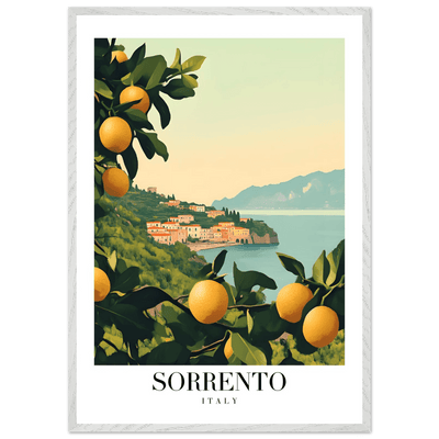 Sorrento Italy Framed Poster – Vintage Citrus Grove Travel Wall Art with Wooden Frame - Vibrantwalls
