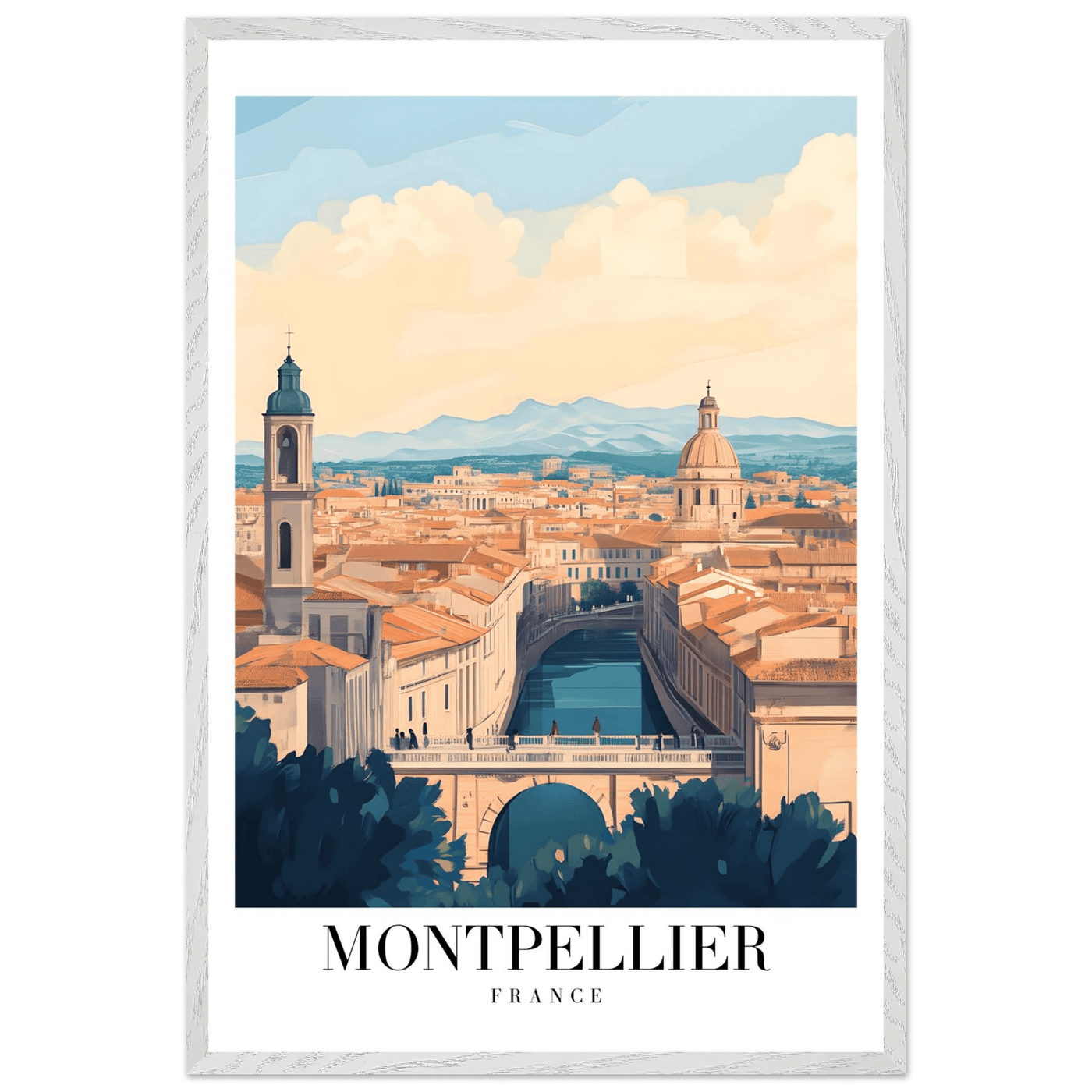 Montpellier France Framed Poster – Vintage Travel Wall Art with Wooden Frame - Vibrantwalls