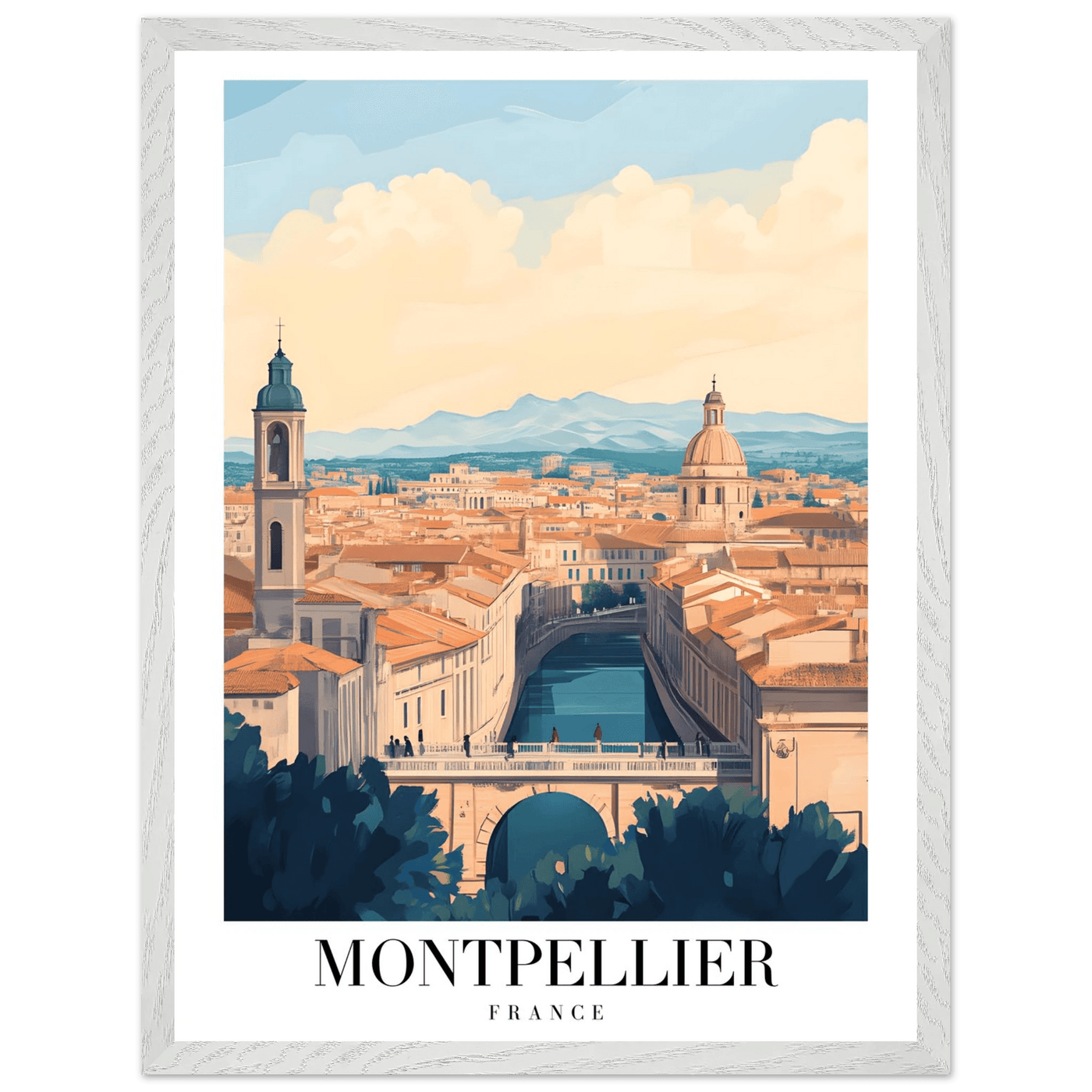 Montpellier France Framed Poster – Vintage Travel Wall Art with Wooden Frame - Vibrantwalls
