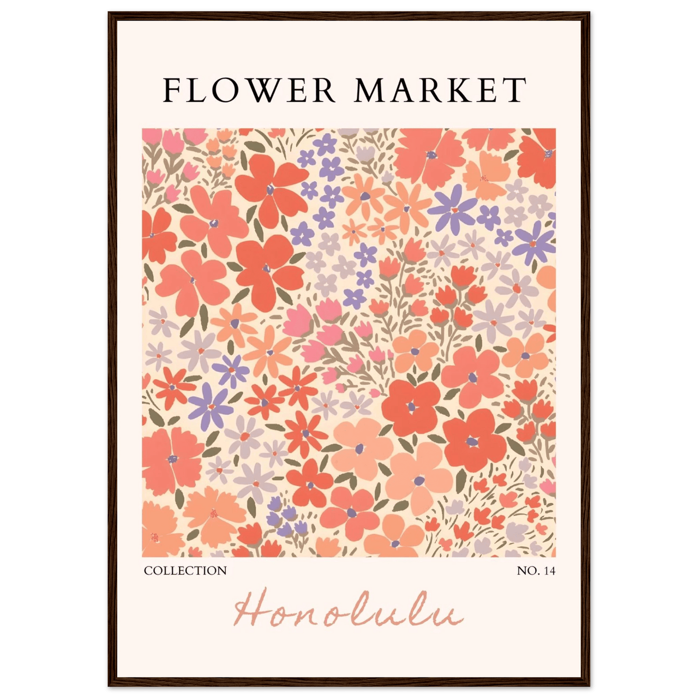 Flower Market Honolulu Framed Poster – Vibrant Floral Art Print | Ready-to-Hang Wall Decor - Vibrantwalls