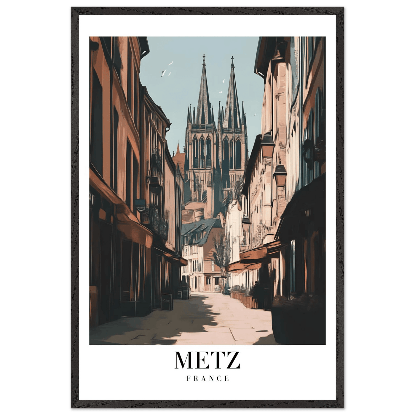 Metz France Framed Poster – Vintage European Cityscape Wall Art with Customizable Wooden Frame - Vibrantwalls