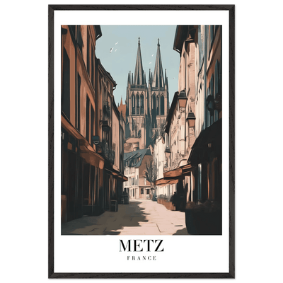 Metz France Framed Poster – Vintage European Cityscape Wall Art with Customizable Wooden Frame - Vibrantwalls