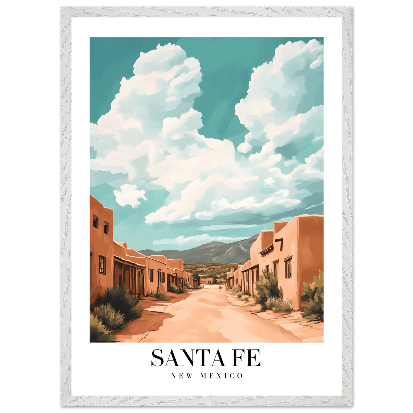 Santa Fe New Mexico Framed Poster – Vintage Southwest Wall Art with Wooden Frame - Vibrantwalls