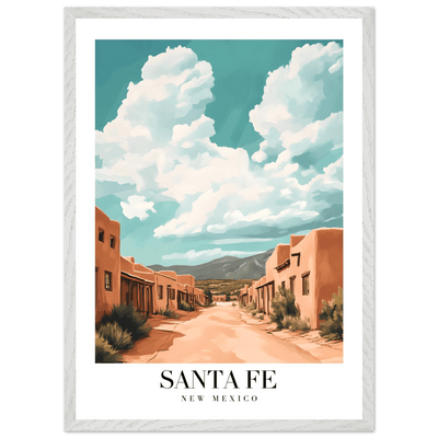 Santa Fe New Mexico Framed Poster – Vintage Southwest Wall Art with Wooden Frame - Vibrantwalls