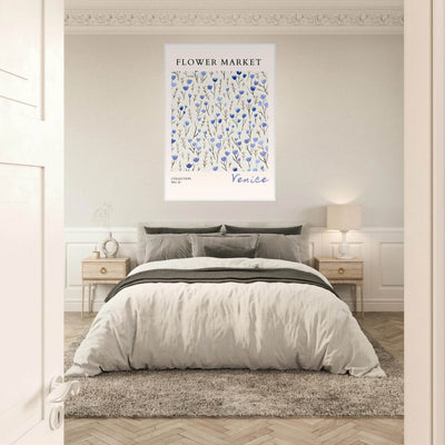 Venice Flower Market Framed Poster – Serene Blue Floral Art Print | Ready-to-Hang Wall Decor - Vibrantwalls