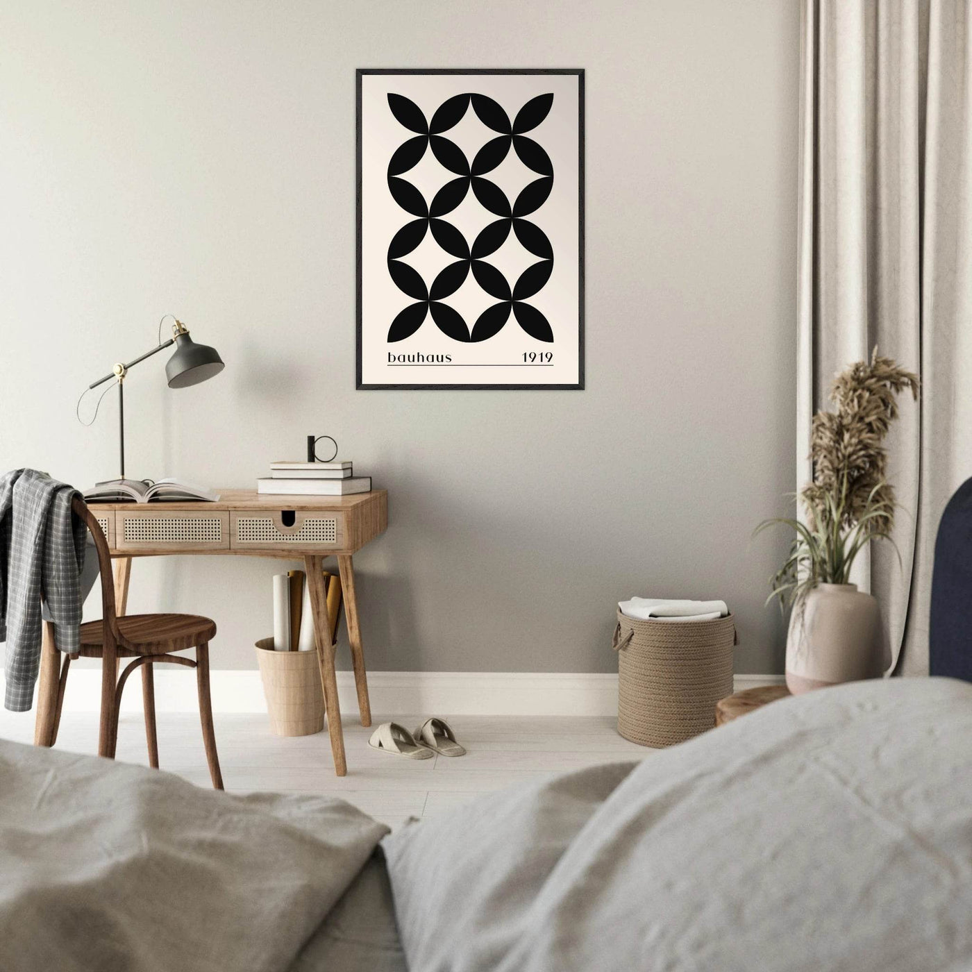 Bauhaus 1919 Black & Beige Circles - Vibrantwalls