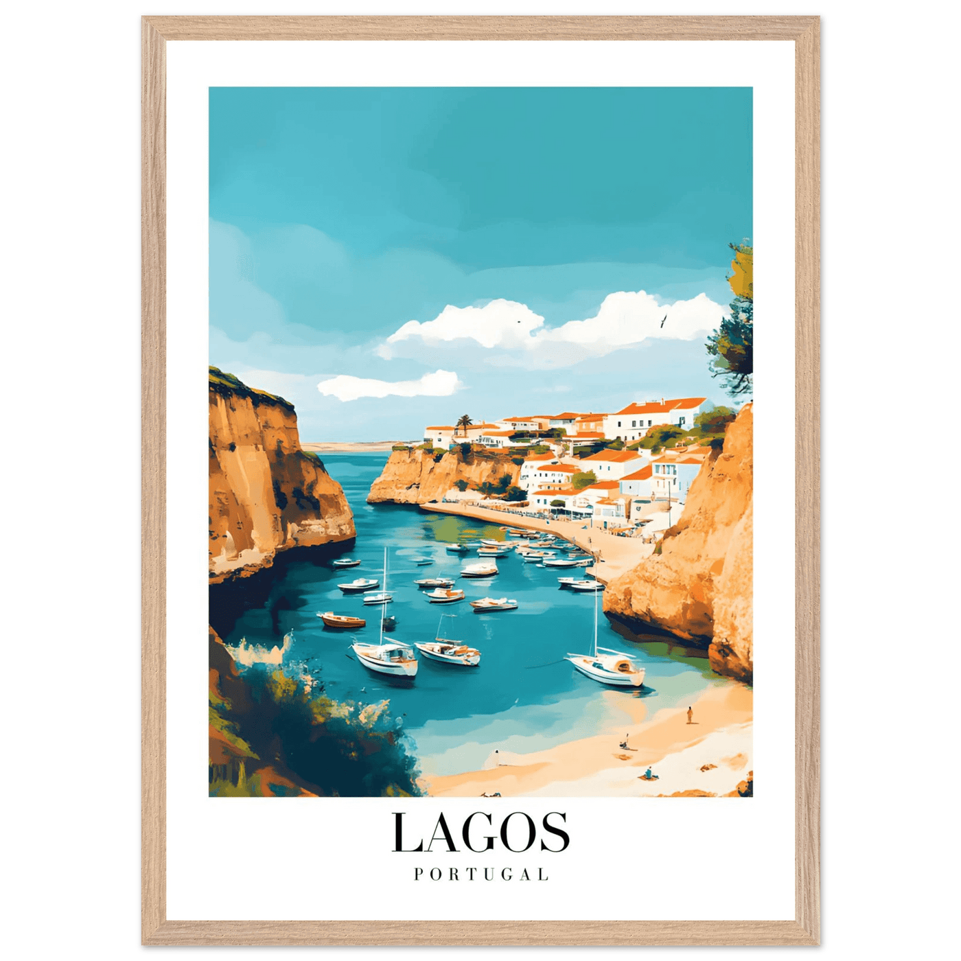 Lagos Portugal Framed Poster – Coastal Charm Travel Art with Wooden Frame - Vibrantwalls