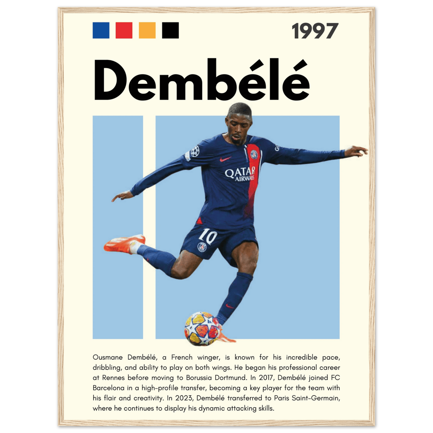 Ousmane Dembélé PSG Soccer Football Legends Poster Wall Art - Vibrantwalls