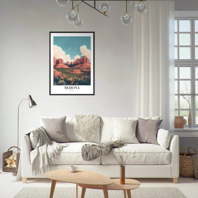 Sedona USA Framed Poster – Iconic Red Rocks Wall Art with Vintage Desert Vibes - Vibrantwalls