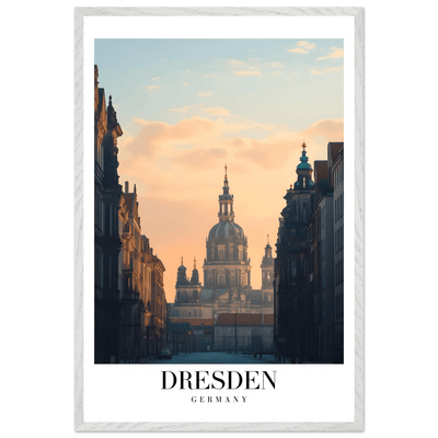 Dresden Germany Framed Poster – Warm Sunset Cityscape Wall Art with Wooden Frame Options - Vibrantwalls
