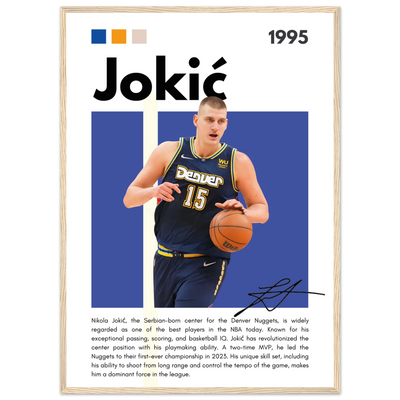 Nikola Jokic Joker Nuggets Minimalist Art Print 50x70 cm 20x28″ Wood frame Vibrantwalls
