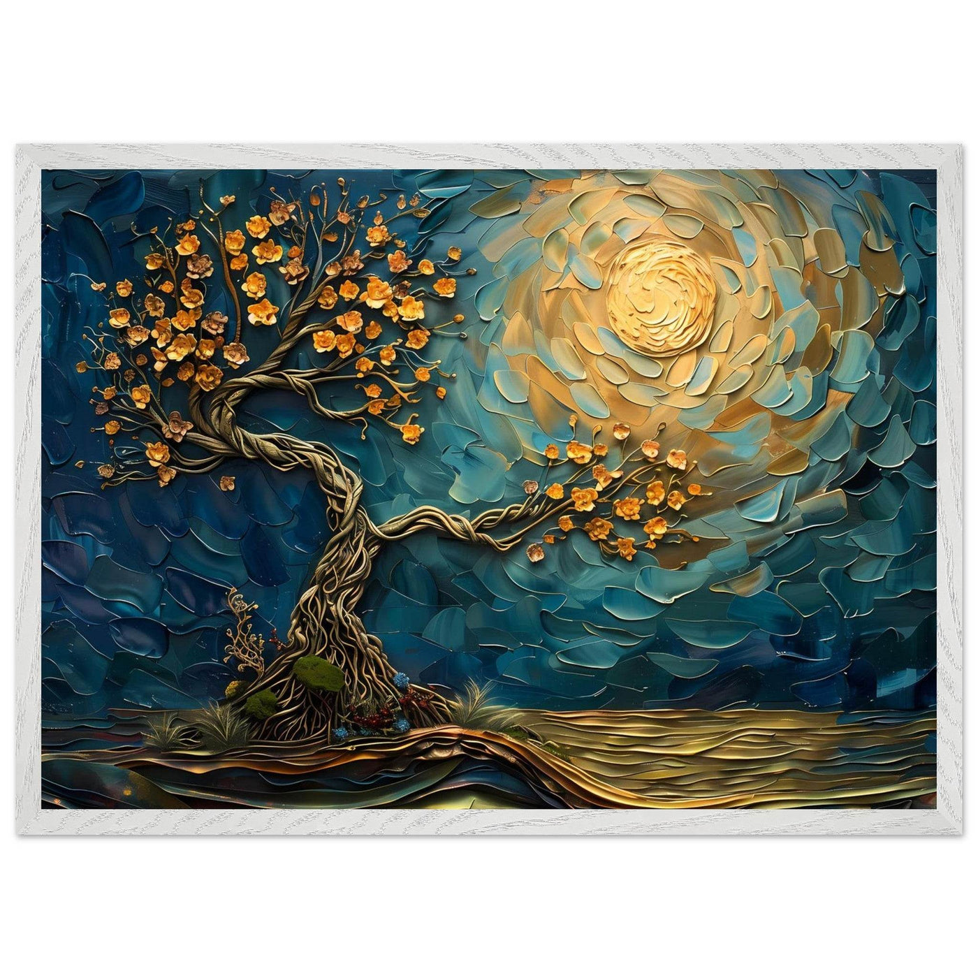 Tree of Life Jewelry - Golden Blooms & Midnight Sky Design - Vibrantwalls