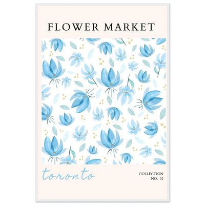 Toronto Flower Market Wall Art – Delicate Blue Floral & Gold Dot Prints | Framed & Ready-to-Hang - Vibrantwalls