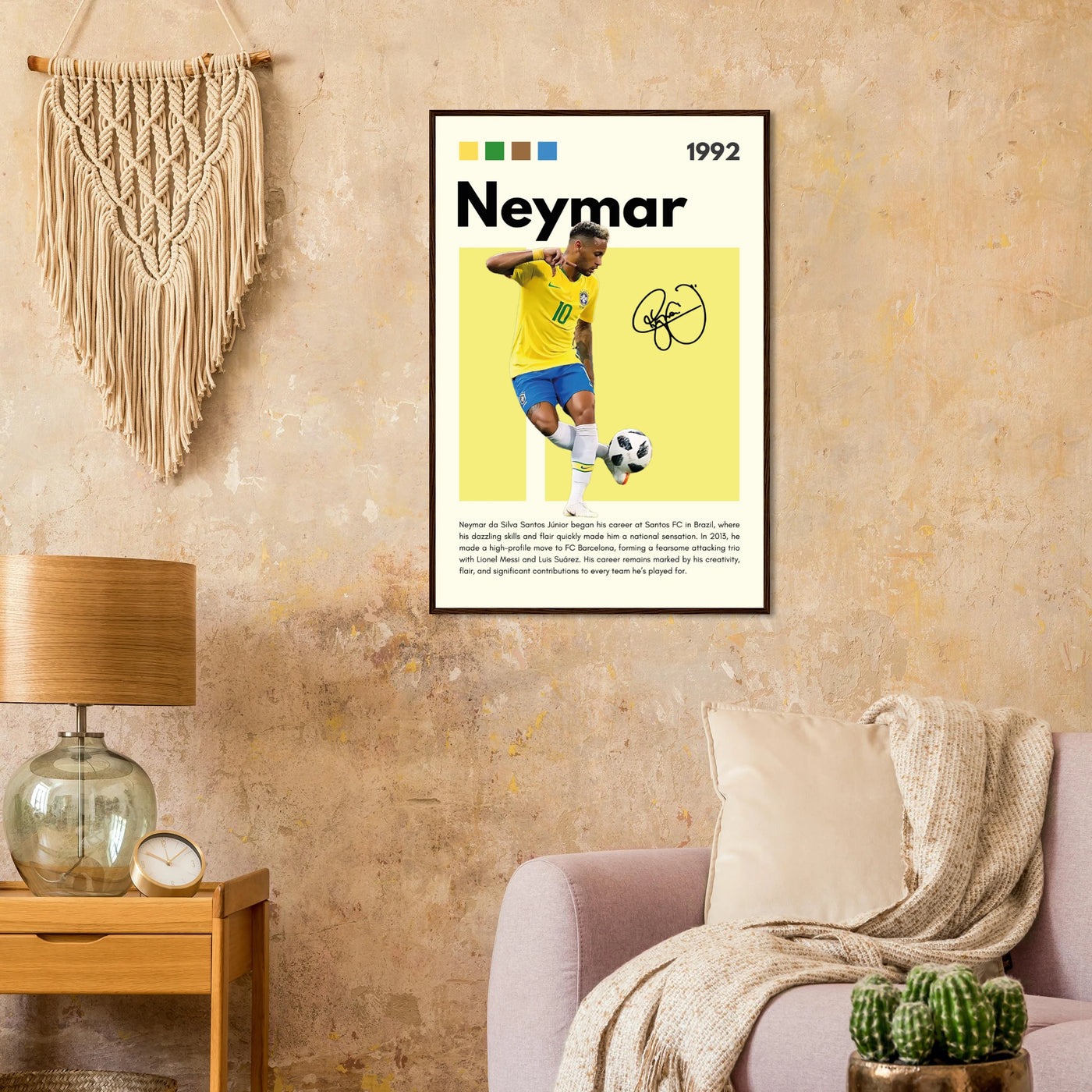 Neymar Jr. Brazilian Football Legend Framed Poster – Vibrant Pop Art Football Print Vibrantwalls