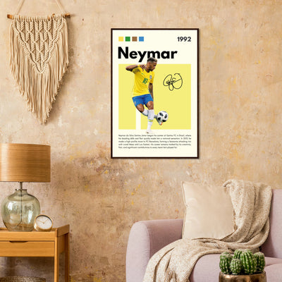 Neymar Jr. Brazilian Football Legend Framed Poster – Vibrant Pop Art Football Print Vibrantwalls