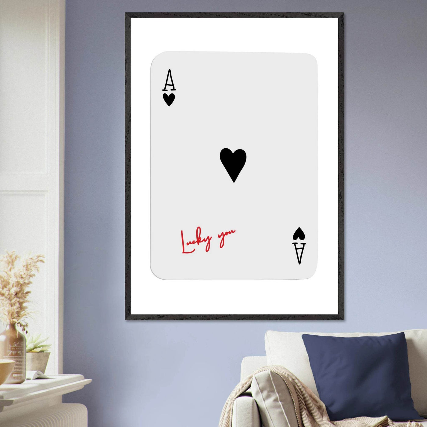 Lucky Ace of Hearts Framed Poster - Modern Poker Card Art, Eco-Friendly Wood Frame in Your Choice of Style - Vibrantwalls