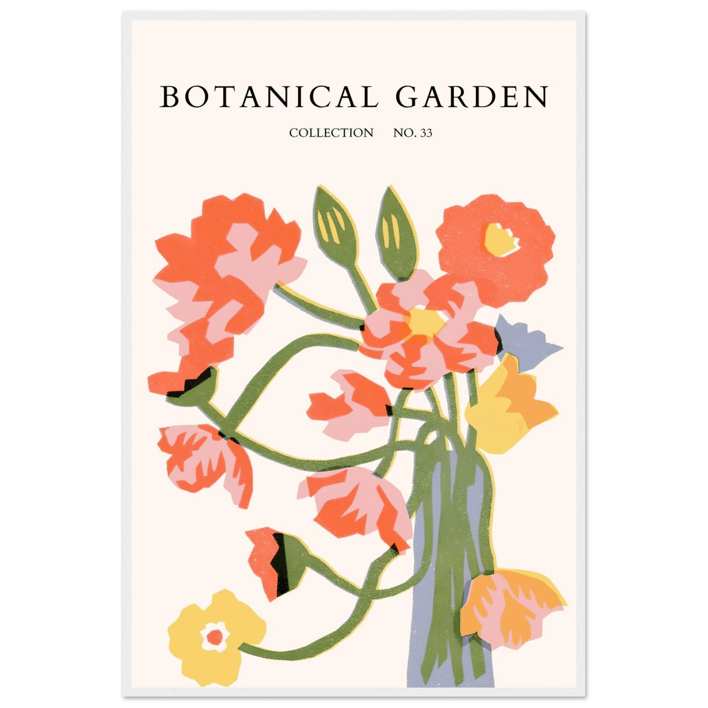 Botanical Garden Framed Poster - Abstract Floral Art Print | Warm Hues & Nature-Inspired Decor - Vibrantwalls