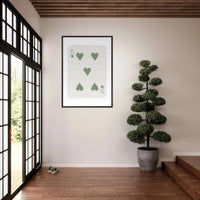 Five of Hearts Poker Card Print - Sage Green Aesthetic Framed Art, Eco-Friendly Wood Frame in Multiple Sizes - Vibrantwalls