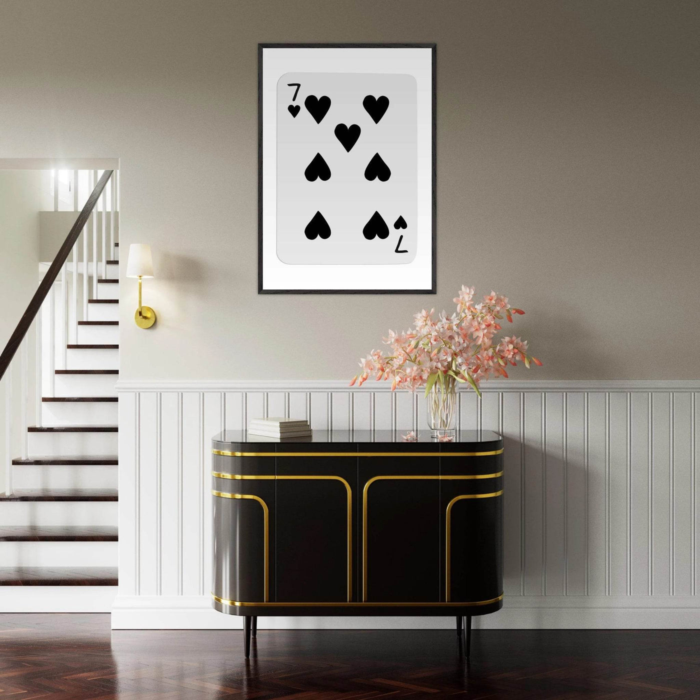 Seven of Spades Poker Card Print - Mounted & Framed Wall Art, Eco-Friendly Wood Frame in Multiple Finishes - Vibrantwalls