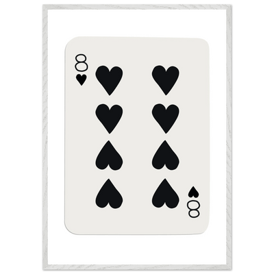 Minimalist Eight of Hearts Poker Card Print - Framed Wall Art, Sustainable Wood Frame, Choose Your Finish & Size - Vibrantwalls