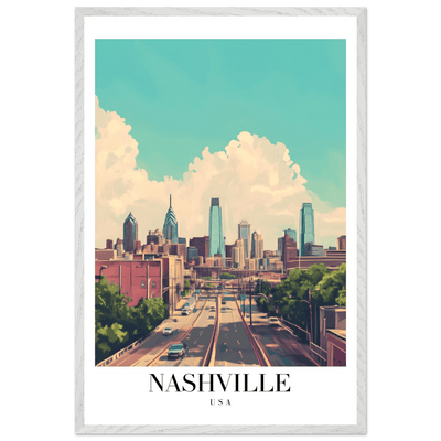 Nashville USA Framed Poster – Vibrant Urban Wall Art with Wooden Frame - Vibrantwalls