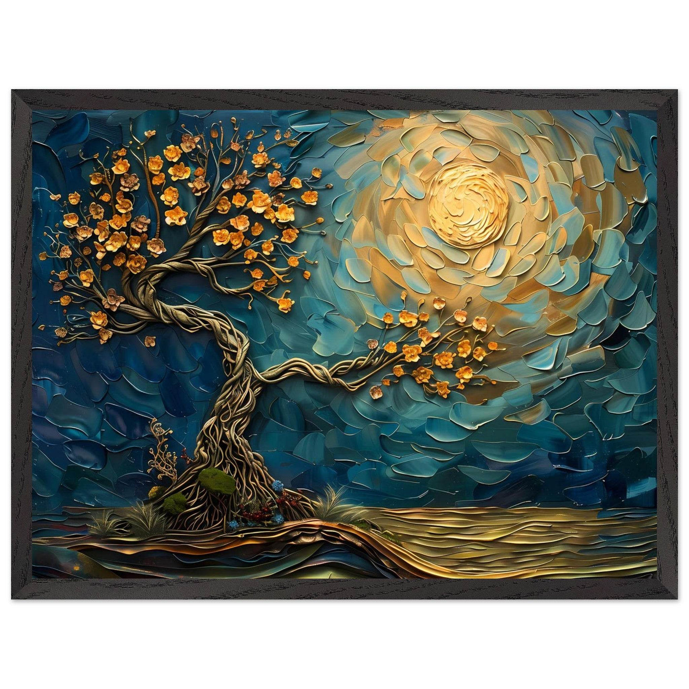 Tree of Life Jewelry - Golden Blooms & Midnight Sky Design - Vibrantwalls