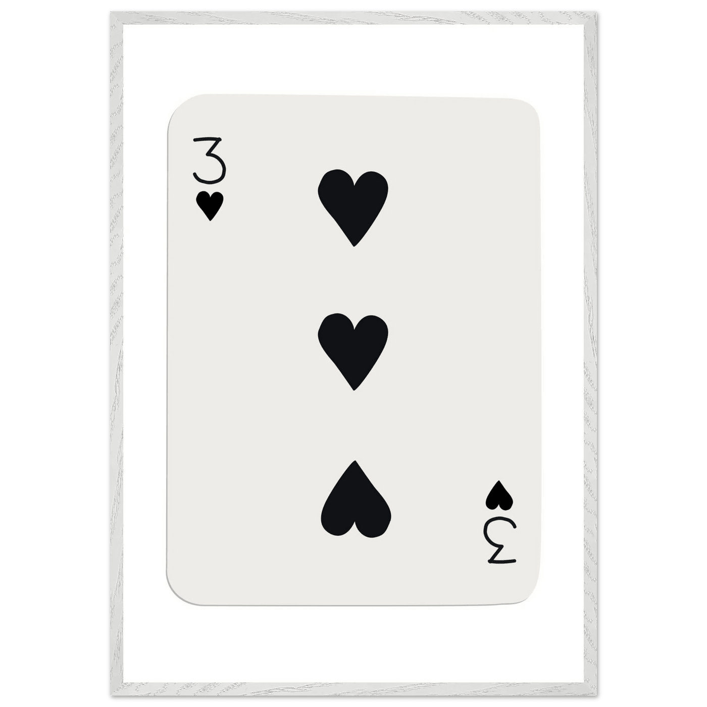 Three of Hearts Poker Card Print - Eco-Friendly Framed Poster Art, Available in Multiple Sizes & Frame Finishes - Vibrantwalls