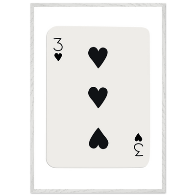 Three of Hearts Poker Card Print - Eco-Friendly Framed Poster Art, Available in Multiple Sizes & Frame Finishes - Vibrantwalls