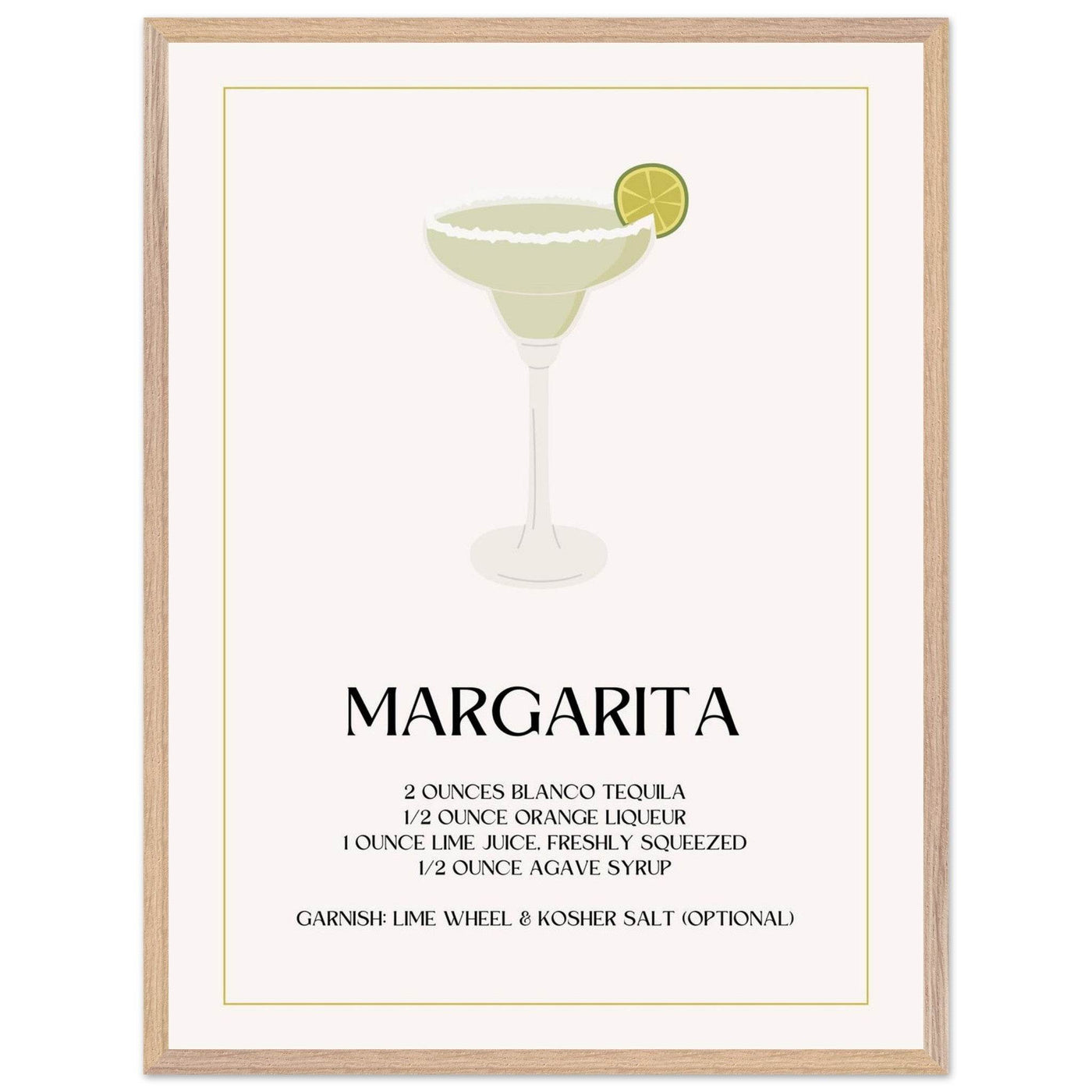Margarita Cocktail Recipe Tequila Lime Salt Rim - Vibrantwalls