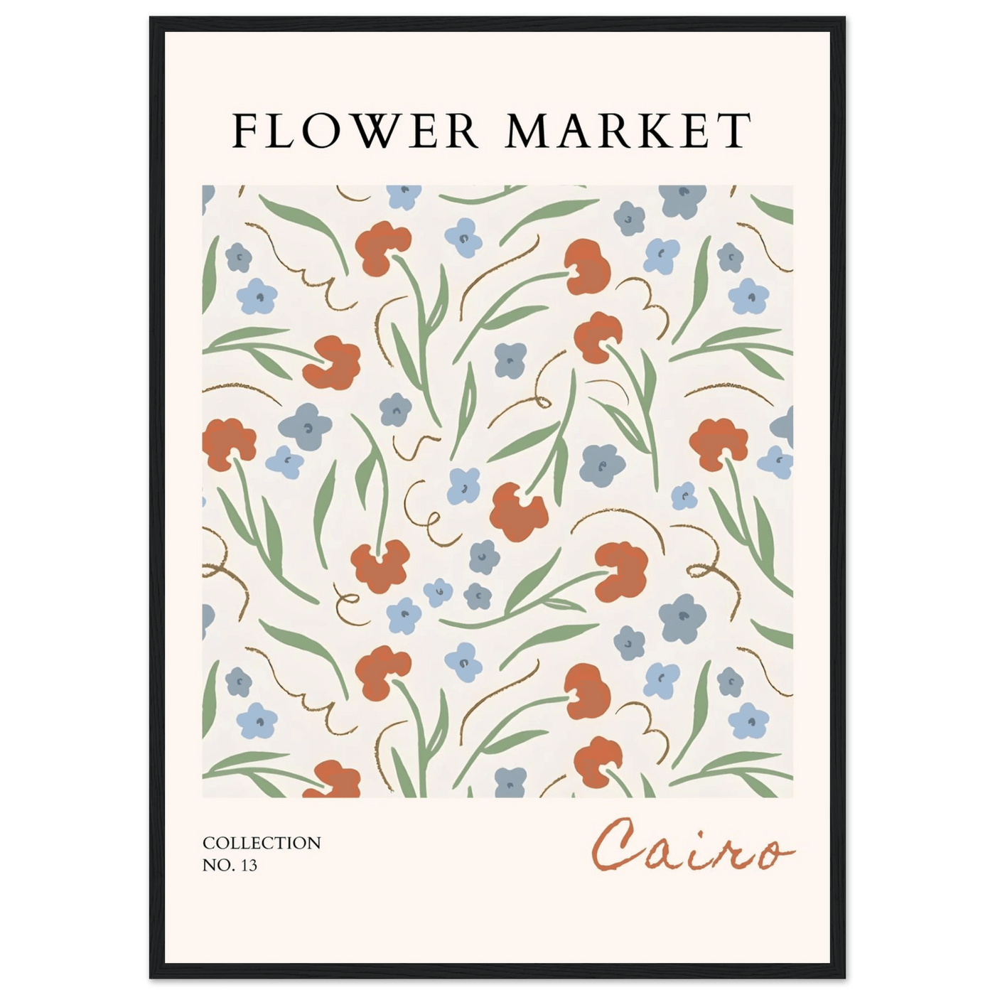 Flower Market Cairo Framed Poster – Abstract Floral Art Print | Earthy Tones & Ready-to-Hang Decor - Vibrantwalls