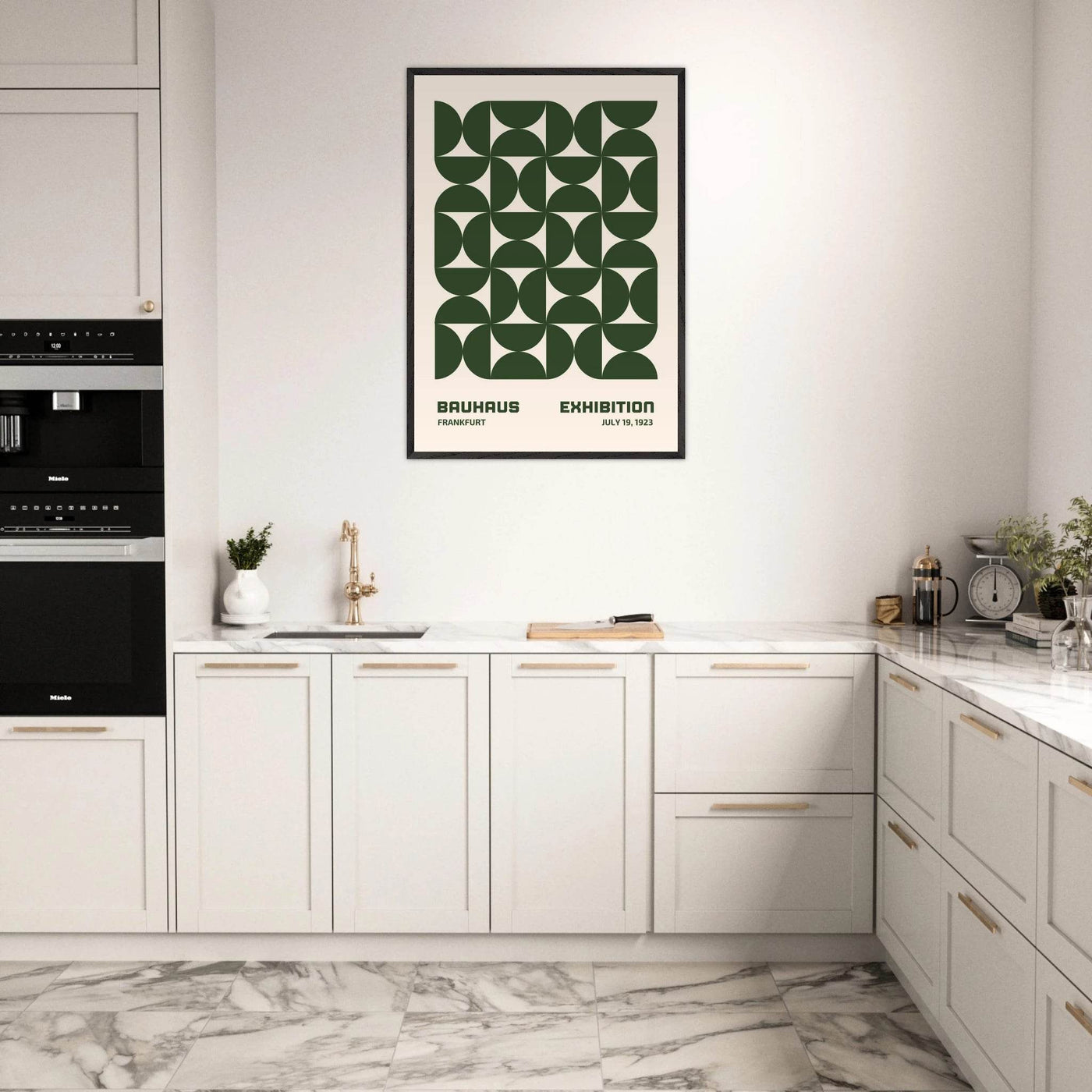 Bauhaus Forest Green & Cream Modern - Vibrantwalls