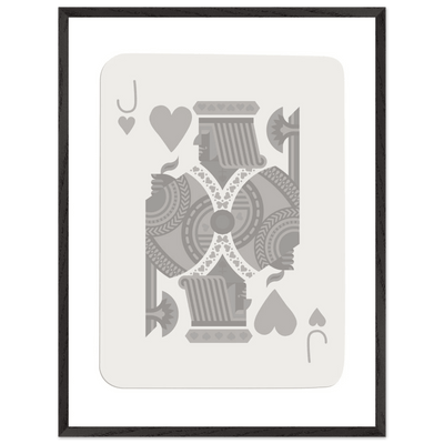Jack of Hearts Poker Card Print - Minimalist Grey & White Art - Framed Poster, Eco-Friendly Wood - Vibrantwalls