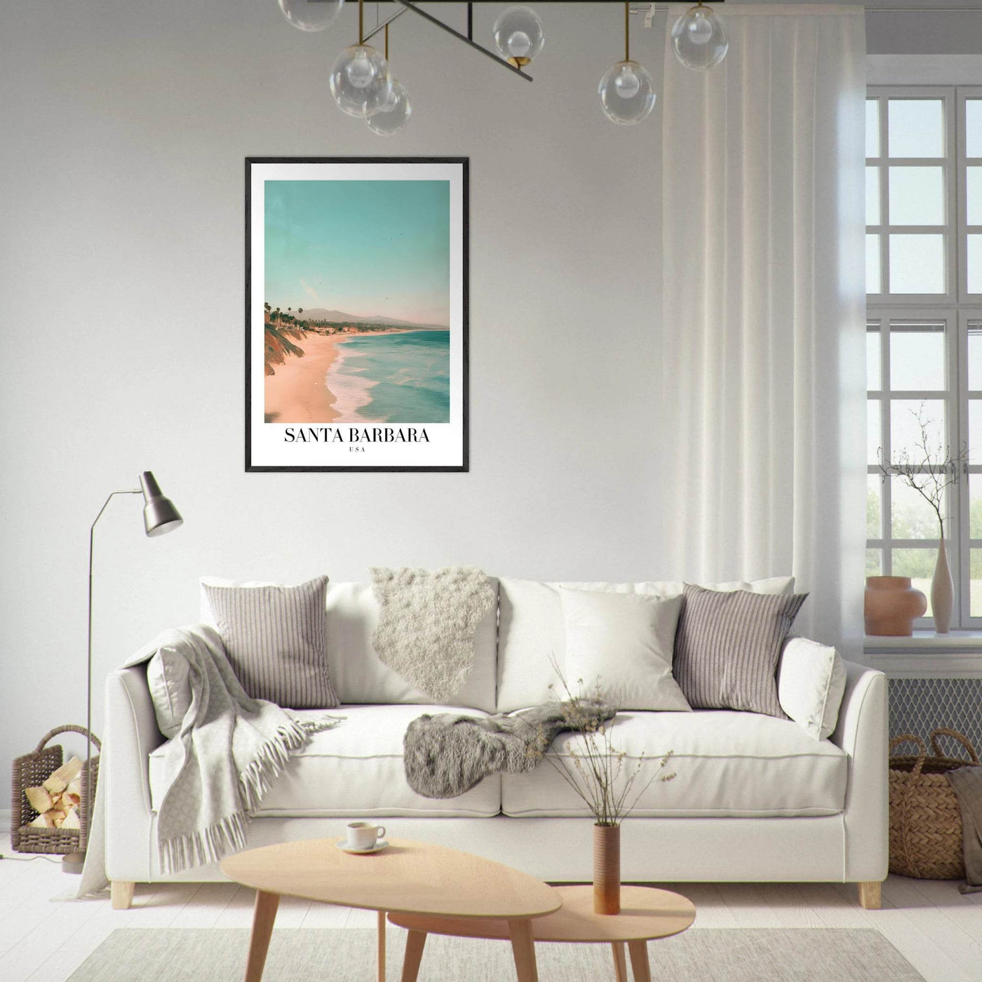 Santa Barbara USA Framed Poster – Pastel Beach Travel Wall Art in Your Choice of Frame - Vibrantwalls