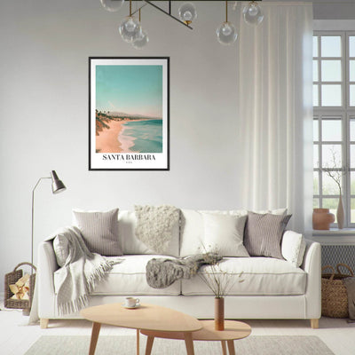 Santa Barbara USA Framed Poster – Pastel Beach Travel Wall Art in Your Choice of Frame - Vibrantwalls