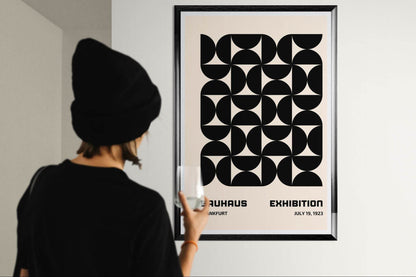 Bauhaus Black Beige Geometric Movement Design Poster Wall Art - Vibrantwalls